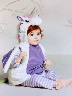 Hyde & EEK Plush Rainbow Purple Unicorn Toddler 12-18 Mos Costume